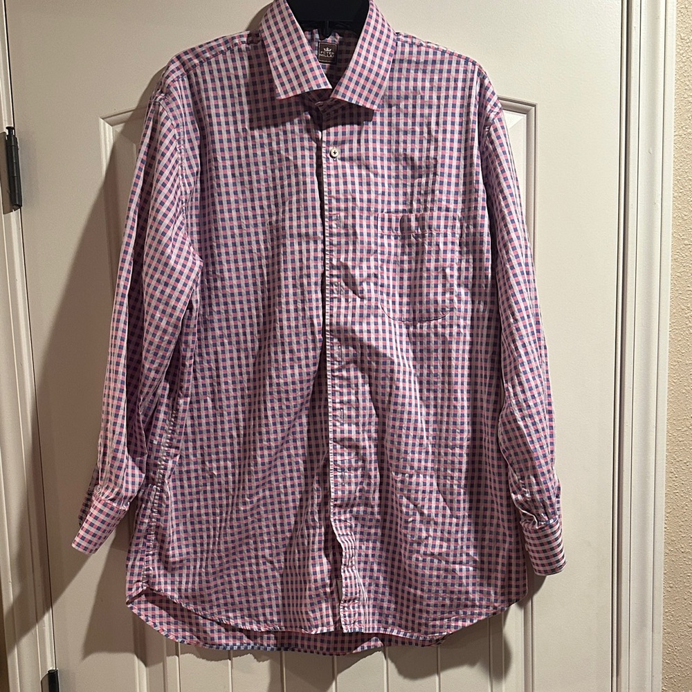 Peter Millar Pink, Purple and White Checkered Shirt